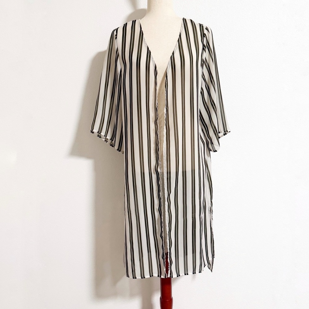 Love Cameron Striped Kimono Cardigan Coverup